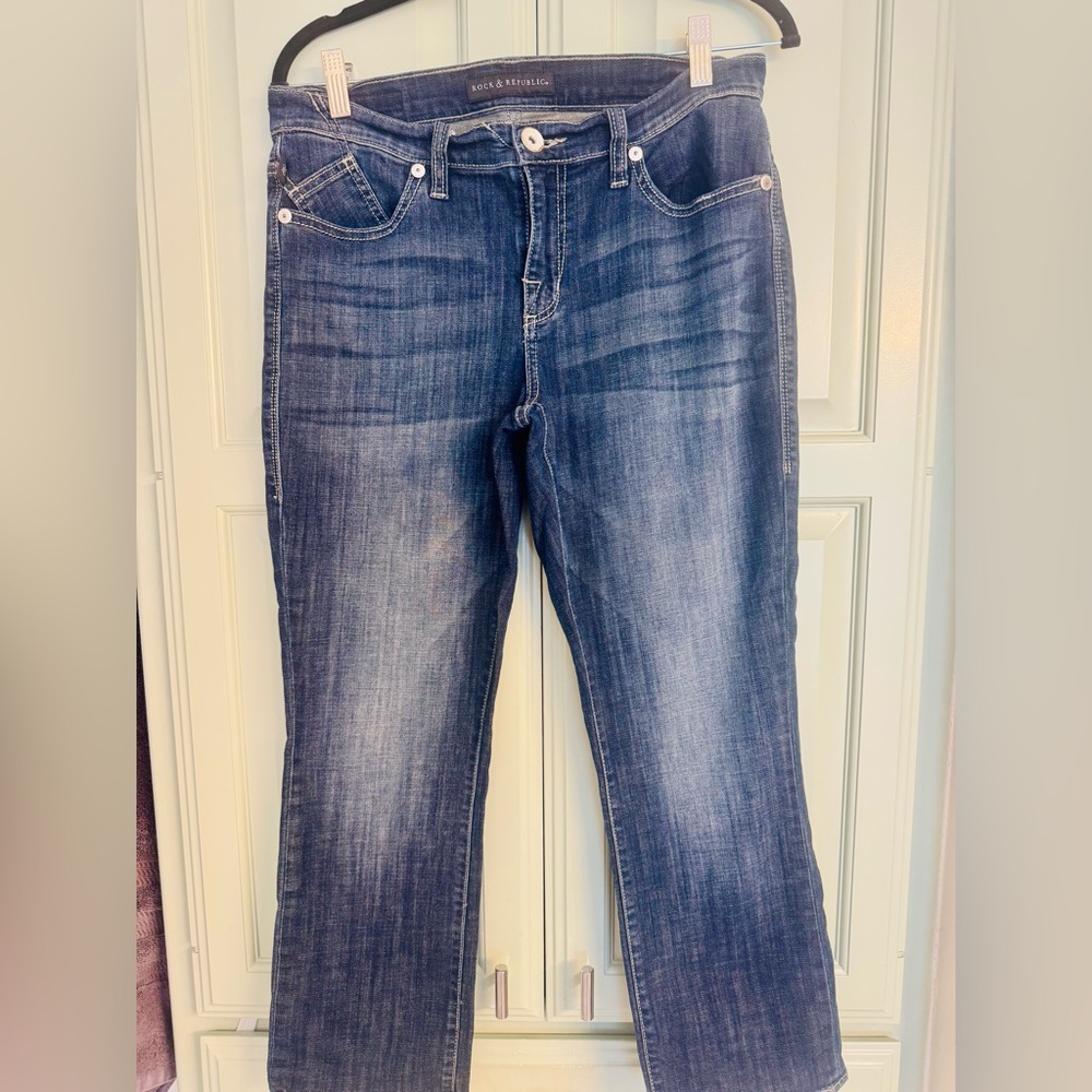 Rock & Republic Dark Blue Crop Leg Jeans